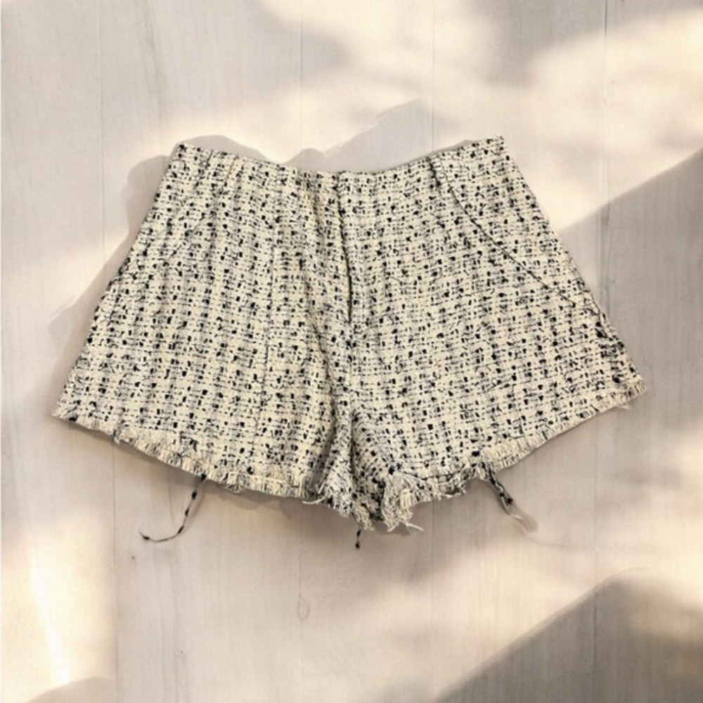 Maeve by Anthropology Tweed Fringe Hem Shorts